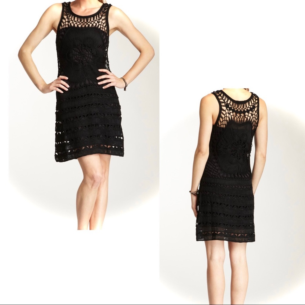 Bacci Black Crochet Tunic Dress Sz S